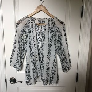 LOFT Semi-Sheer Boho Peasant Blouse • XSPetite